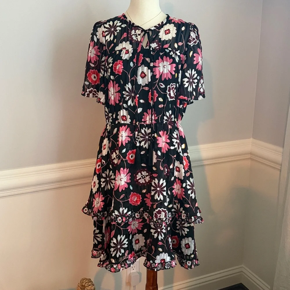 Kate Spade Casa Floral Silk Midi Dress